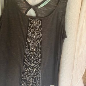 Dark gray, embroidered tank, small